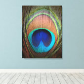 Peacock Feather Detail Decor Art Canvas Afdruk (Insitu (Houten vloer))