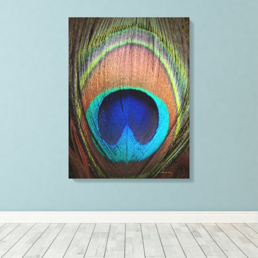 Peacock Feather Detail Decor Art Canvas Afdruk (Insitu (Houten vloer))