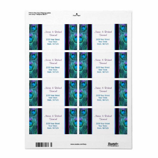 Peacock Feather Drama - Adreslabel Etiket (Full Sheet)