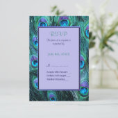 Peacock Feather Drama bruiloft uitnodiging - RSVP (Staand voorkant)