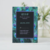 Peacock Feather Drama bruiloft uitnodiging - RSVP (Staand voorkant)