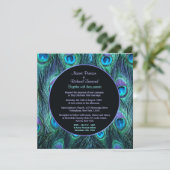 Peacock Feather Drama - Bruiloft Uitnodigingsplein Kaart (Staand voorkant)