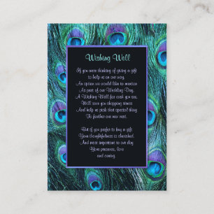 Peacock Feather Drama Bruiloft - Wishing Well Informatiekaartje