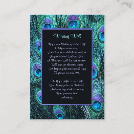 Peacock Feather Drama Bruiloft - Wishing Well Informatiekaartje (Voorkant)