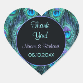 Peacock Feather Drama - Dank u Seal - Aanpassen Hart Sticker