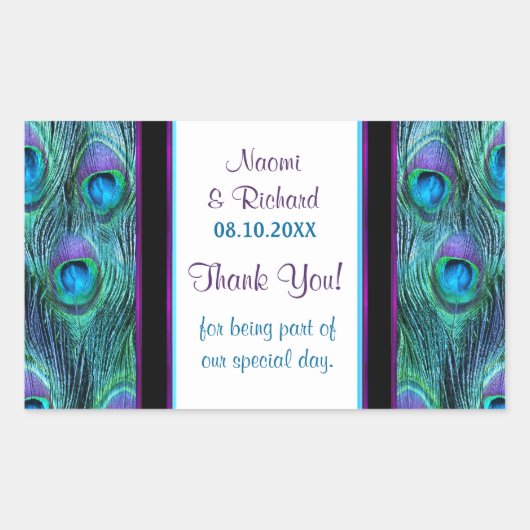 Peacock Feather Drama - Dank u Seal - Aanpassen Rechthoekige Sticker (Voorkant)