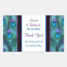 Peacock Feather Drama - Dank u Seal - Aanpassen Rechthoekige Sticker