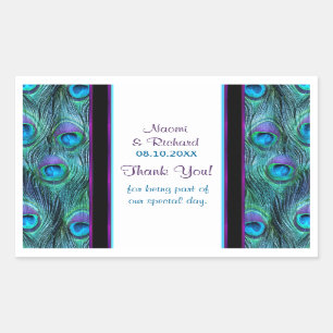 Peacock Feather Drama - Dank u Seal - Aanpassen Rechthoekige Sticker