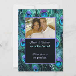 Peacock Feather Drama - Foto bruiloft uitnodiging