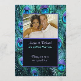 Peacock Feather Drama - Foto bruiloft uitnodiging