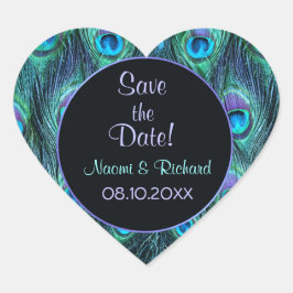 Peacock Feather Drama - Huwelijkszegel - Aanpassen Hart Sticker