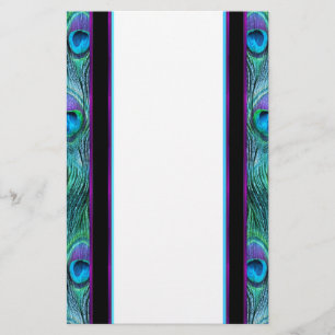 Peacock Feather Drama Stationery Briefpapier