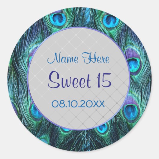 Peacock Feather Drama ver 2 -Sweet 15 Ronde Sticker (Voorkant)
