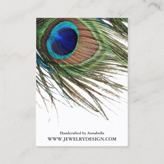 Peacock Feather Earring Jewelry Display Custom Visitekaartje (Achterkant)