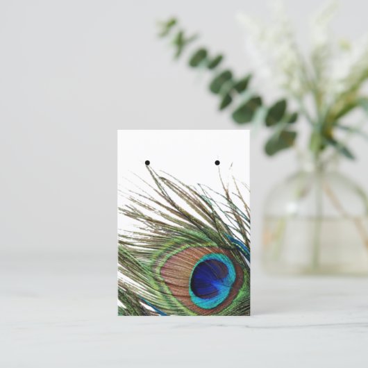 Peacock Feather Earring Jewelry Display Custom Visitekaartje (Staand voorkant)