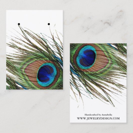 Peacock Feather Earring Jewelry Display Custom Visitekaartje (Voorkant / Achterkant)