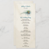 Peacock Feather Elagant Blauwgroen Bruiloft Programmakaart (Voorkant / Achterkant)