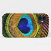 Peacock Feather Elegant Bird Blue and Gold Heart Case-Mate iPhone Case (Achterkant (horizontaal))