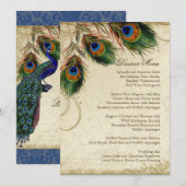 Peacock Feather Elegant Classic Navon Menu (Voorkant / Achterkant)