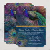 Peacock Feather Elegant Gold Winter Wedding Invit Kaart (Voorkant / Achterkant)