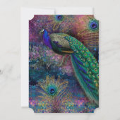 Peacock Feather Elegant Gold Winter Wedding Invit Kaart (Achterkant)