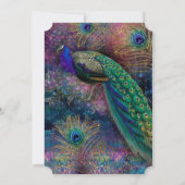Peacock Feather Elegant Gold Winter Wedding Kaart (Achterkant)