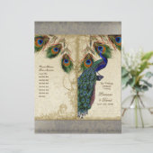 Peacock & Feather Elegant Matching Wedding Program (Staand voorkant)