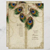 Peacock & Feather Elegant Matching Wedding Program (Voorkant / Achterkant)
