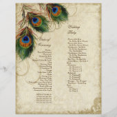 Peacock & Feather Elegant Matching Wedding Program (Achterkant)