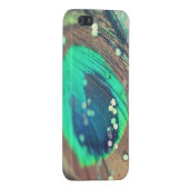 Peacock Feather en Glitter iPhone Case Hoesje (Achterkant Rechts)