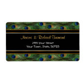 Peacock Feather en zwart adreslabel Etiket (Voorkant)