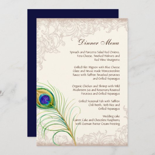 Peacock Feather Etched van het menu Bindend (Voorkant / Achterkant)