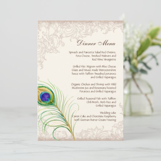 Peacock Feather Etched van het menu Bindend (Staand voorkant)