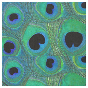Peacock Feather Fabric Blauwgroen Aqua Blue Green Stof