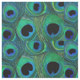 Peacock Feather Fabric Blauwgroen Aqua Blue Green Stof