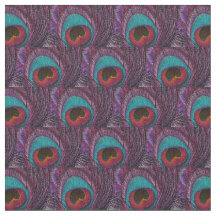 Peacock Feather Fabric - Blauwgroen blauw Paars zw