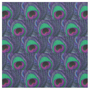 Peacock Feather Fabric Green Blauwgroen Paarse Roz Stof