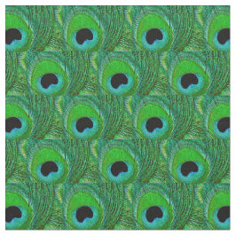 Peacock Feather Fabric - Groen Aqua Blue Zwart Stof