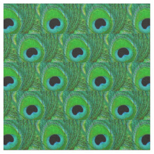 Peacock Feather Fabric - Groen Aqua Blue Zwart Stof