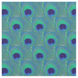 Peacock Feather Fabric - Groen Blauw Navy Blauwgro Stof