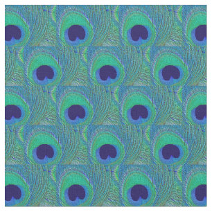 Peacock Feather Fabric - Groen Blauw Navy Blauwgro Stof