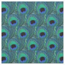 Peacock Feather Fabric - Groen, Blauwgroen, blauw,