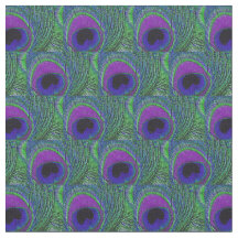 Peacock Feather Fabric - Groen Violet Paarse Zwart