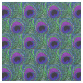 Peacock Feather Fabric - Groen Violet Paarse Zwart Stof