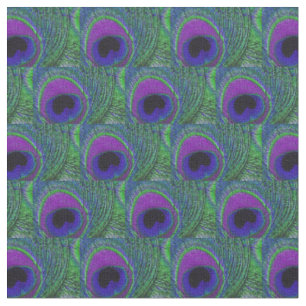 Peacock Feather Fabric - Groen Violet Paarse Zwart Stof