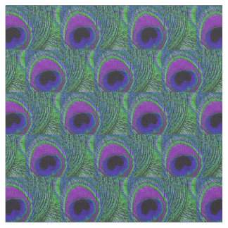 Peacock Feather Fabric - Groen Violet Paarse Zwart Stof