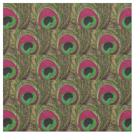 Peacock Feather Fabric - Hot Pink Lime Green Black Stof