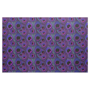 Peacock Feather Fabric Paars Roze grijs zwart Stof