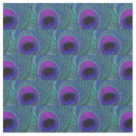 Peacock Feather Fabric - Paars Violet Aqua Black Stof