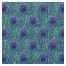 Peacock Feather Fabric Paarse Periwinkle Blue Aqua